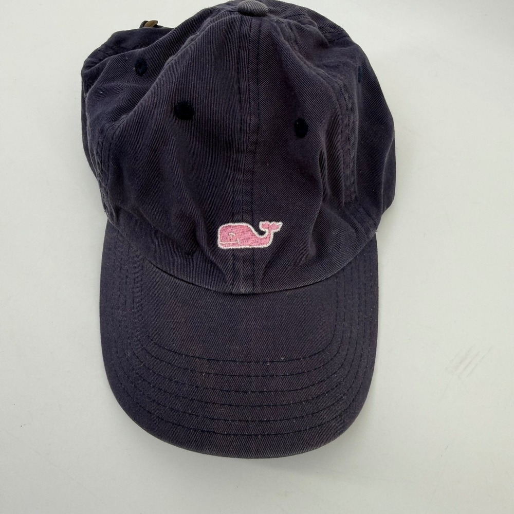 Vineyard Vines Baseball‎ Cap Navy Blue Pink Whale Logo Cotton Adjustable Strap